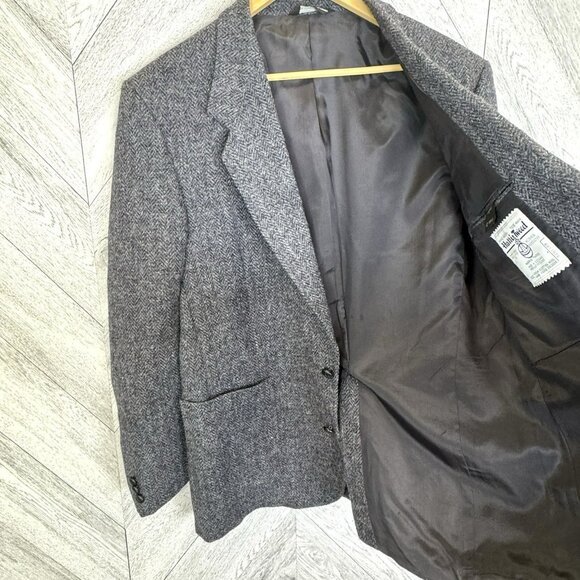 Vintage Harris Tweed Blazer Sport Coat Jacket Men Size 42R Gray Wool Herringbone - Picture 7 of 7